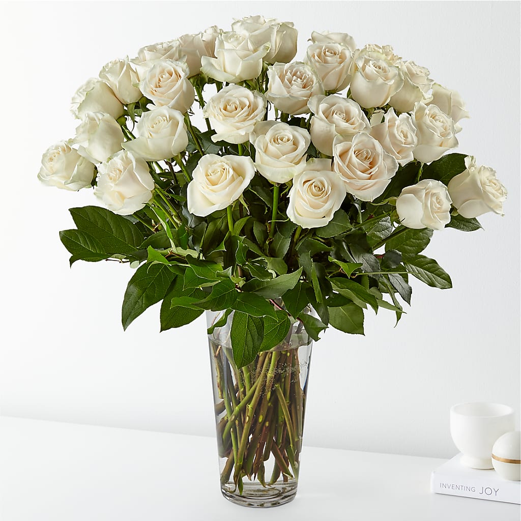 Long Stem White Rose Bouquet – Flowers By Van Brunt, Long Branch NJ