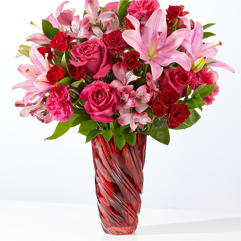 In Love Bouquet with Luxe Swirl Vase – Flowers By Van Brunt, Long Branch NJ