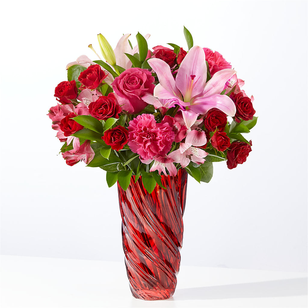 In Love Bouquet with Luxe Swirl Vase – Flowers By Van Brunt, Long Branch NJ