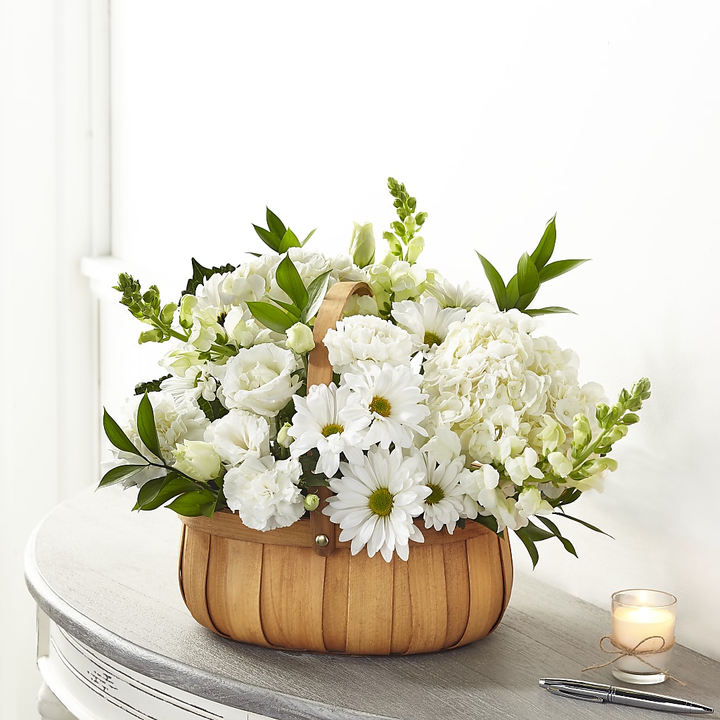 Pure Ivory Basket – Flowers By Van Brunt, Long Branch NJ