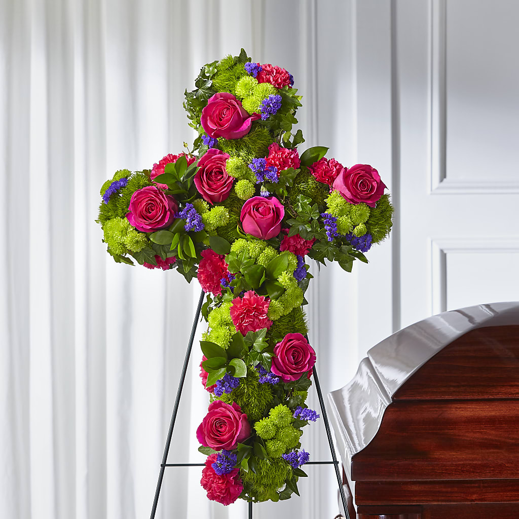 Tribute Rose Floral Cross – Flowers By Van Brunt, Long Branch NJ