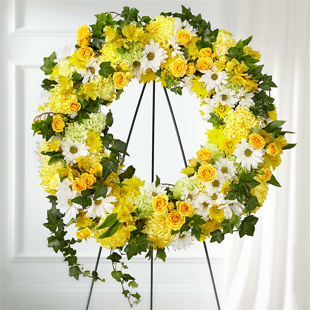 Golden Remembrance Wreath – Flowers By Van Brunt, Long Branch NJ