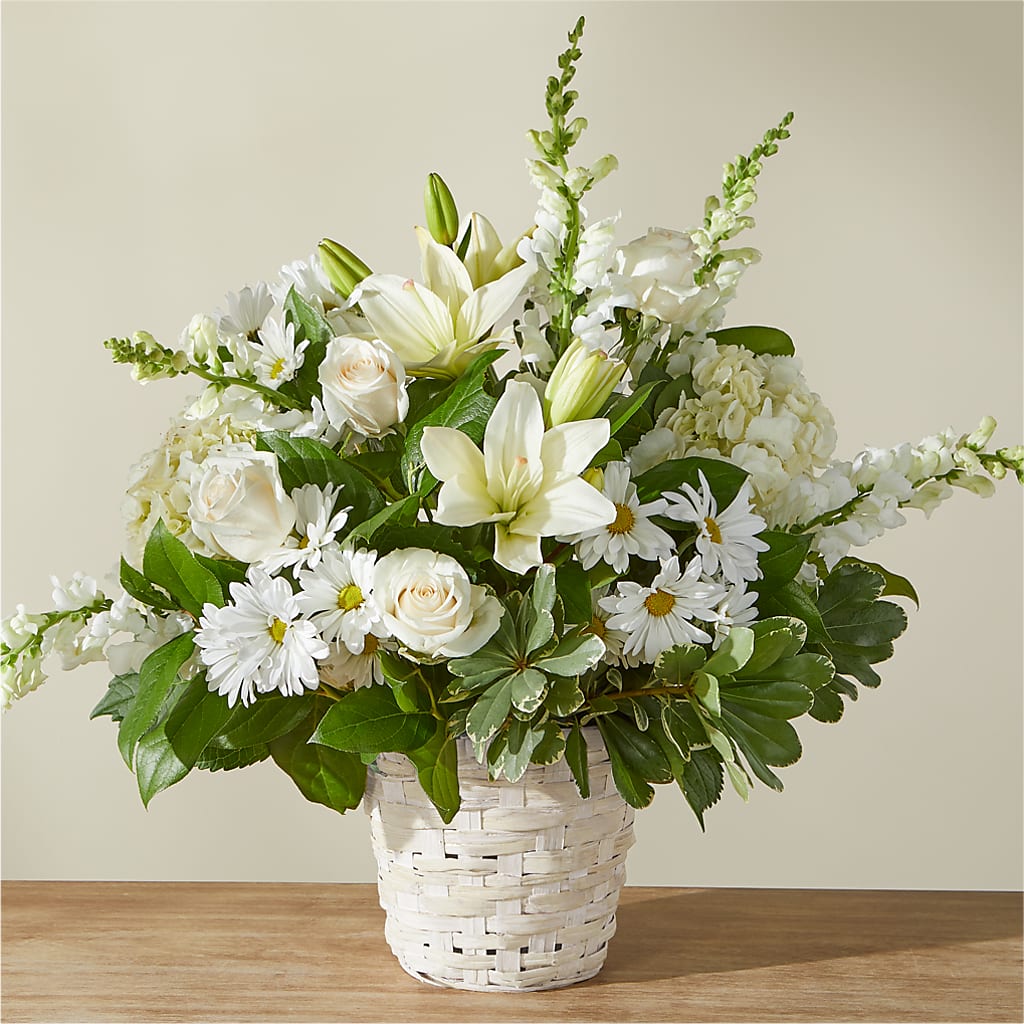 Ivory Elegance Floral Basket – Flowers By Van Brunt, Long Branch NJ