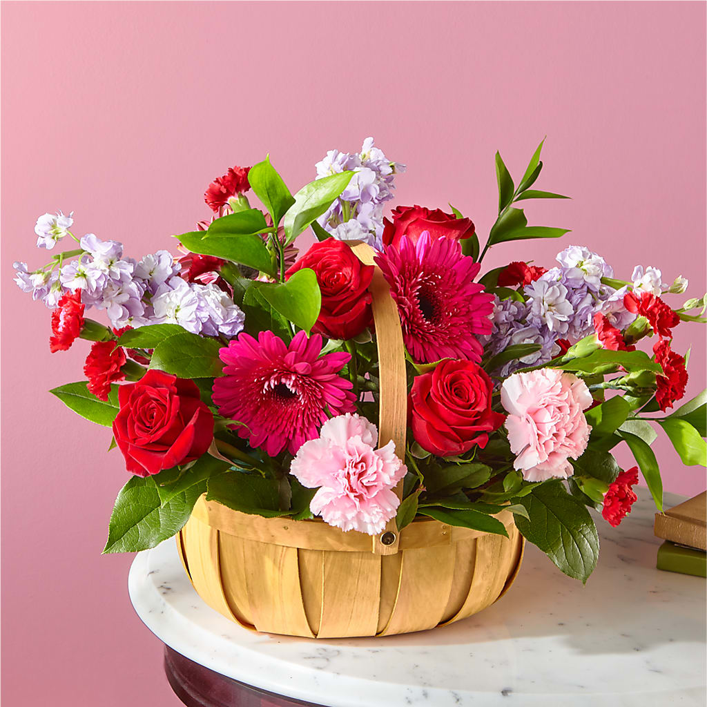 Pink Picnic Basket – Flowers By Van Brunt, Long Branch NJ