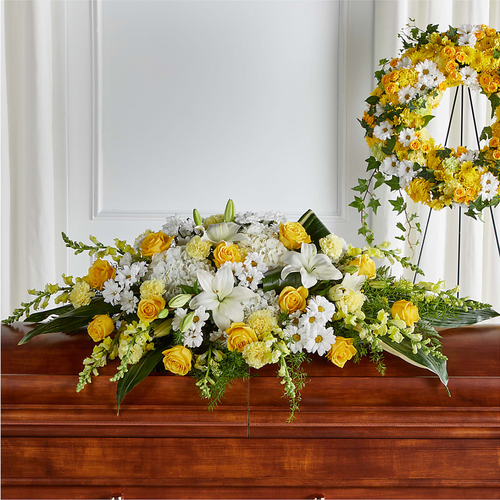 Golden Harmony Casket Spray – Flowers By Van Brunt, Long Branch NJ