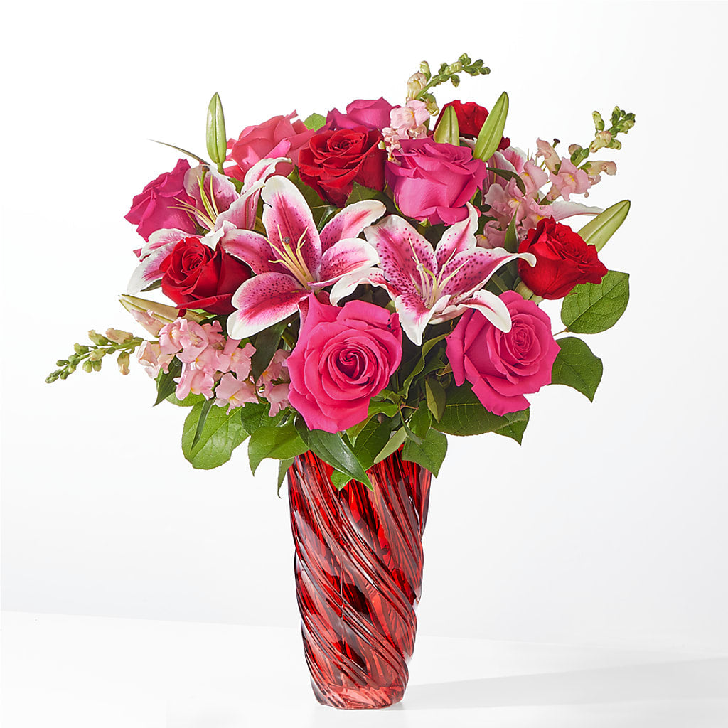 Always You Bouquet with Luxe Swirl Vase – Flowers By Van Brunt, Long Branch NJ
