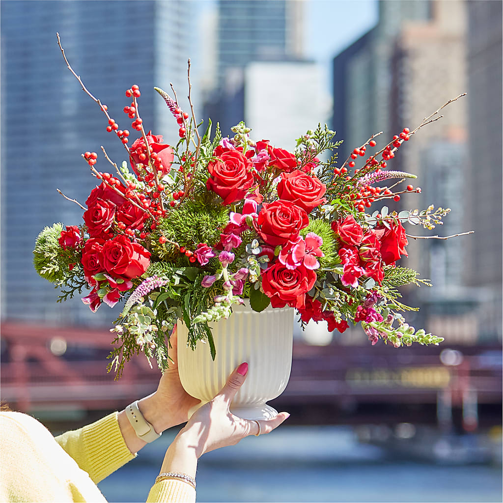Big Red Bow Bouquet –  Flowers By Van Brunt, Long Branch NJ