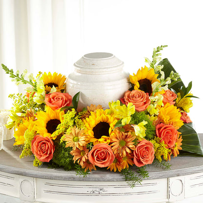 Faithful Sunflower Cremation Adornment –  Flowers By Van Brunt, Long Branch NJ