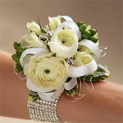White Wedding Corsage –  Flowers By Van Brunt, Long Branch NJ